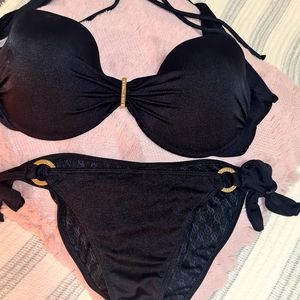 💗💗Victorias secret bikini 34d s black/gold💗💗